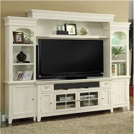 72" Console Entertainment Wall with Display Lighting and Shelf Storage